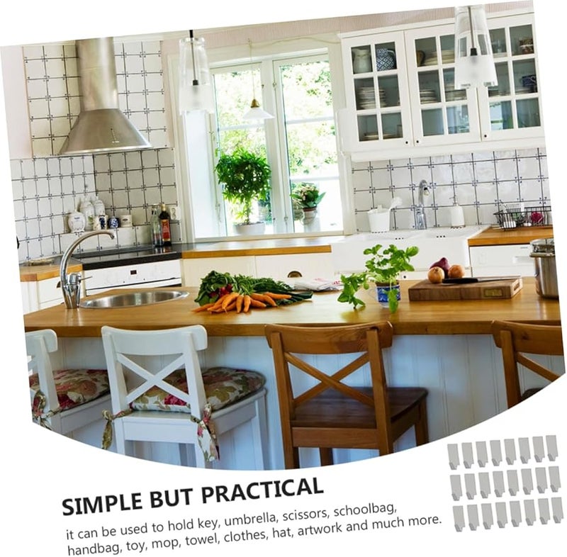 24Pcs Stainless Steel Self Adhesive Hooks Wall Mounted Towel Rack Organizer for Bathroom Kitchen - Image 5