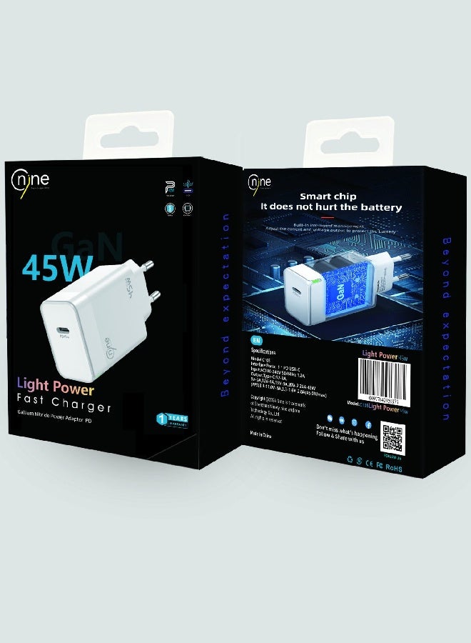 Nine Light power USB Wall Charger 45W - White