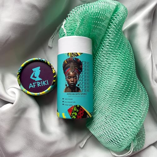 AFRIKI African Net Sponge – Exfoliating Body Scrubber, Black Owned & Rooted in Africa, All Skin Types | 45 in Long (Seafoam) - Image 3
