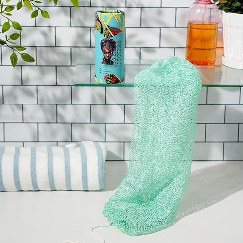 AFRIKI African Net Sponge – Exfoliating Body Scrubber, Black Owned & Rooted in Africa, All Skin Types | 45 in Long (Seafoam) - Image 4