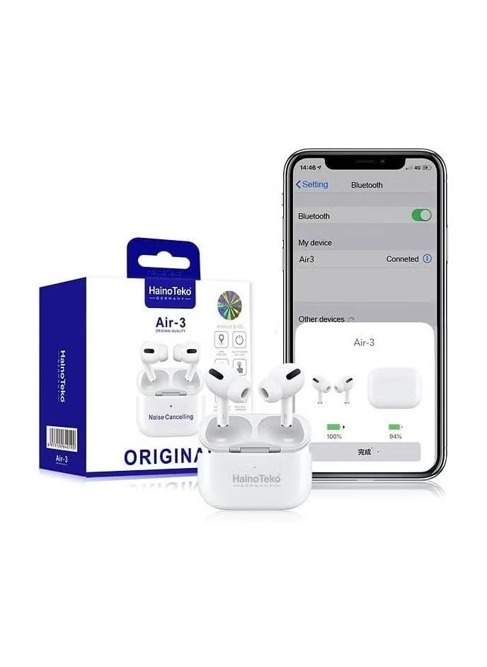 Haino Teko Air 3 Wireless Bluetooth Earbuds for Mobiles & Tablets | Premium Sound, Comfortable Fit, Long Battery Life, Touch Controls, Noise Isolation | Compatible with Android & iOS Devices - Image 3