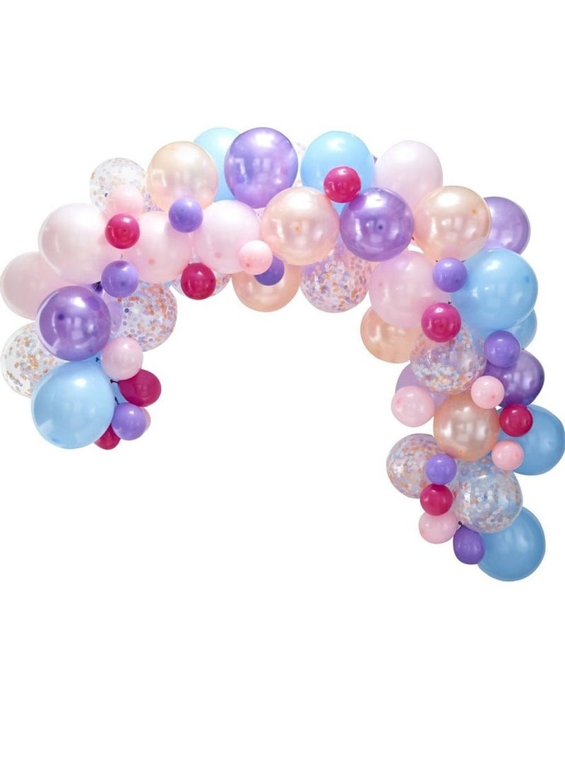 Ginger Ray Balloon Arch Kit Pastel Purple Pink Blue DIY 80-Pack 4m - Image 1