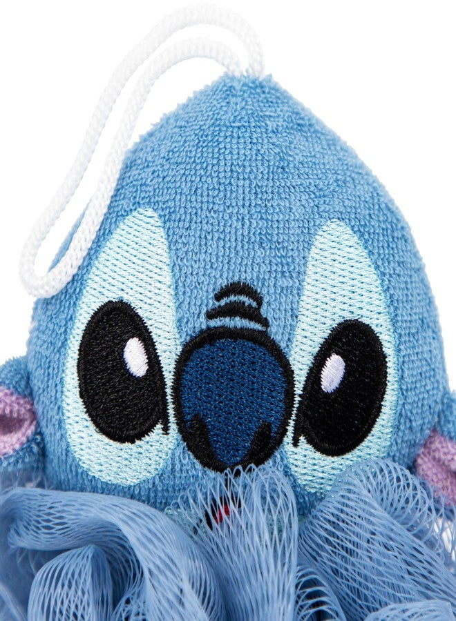 Jay Franco Disney Lilo & Stitch 2 Piece Bathroom Set - White & Blue Floral Shower Curtain & Loofah Body Scrubber - Image 3