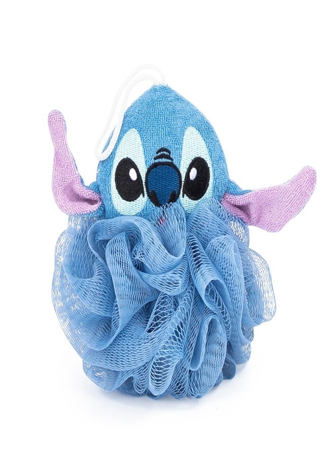 Jay Franco Disney Lilo & Stitch 2 Piece Bathroom Set - White & Blue Floral Shower Curtain & Loofah Body Scrubber - Image 2