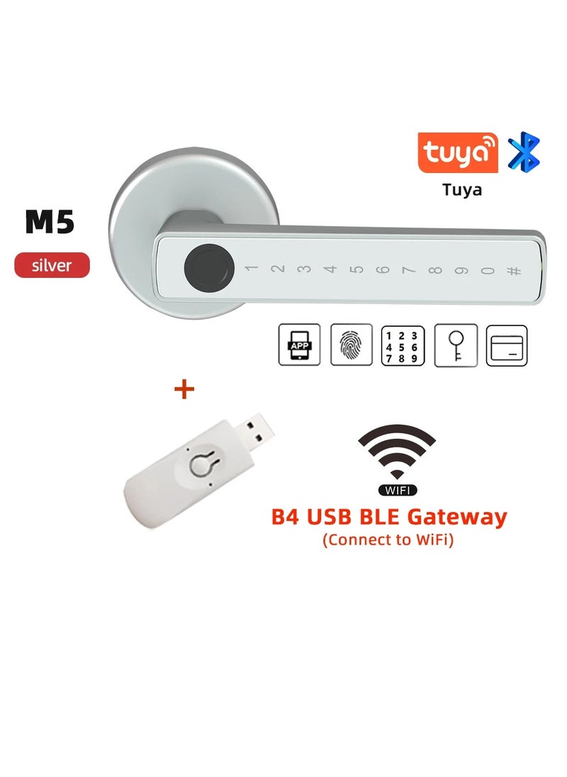 Smart Door Lock with Tuya APP Control and Multiple Unlock Methods - Compatible with Fingerprint, Password, Bluetooth, IC Card