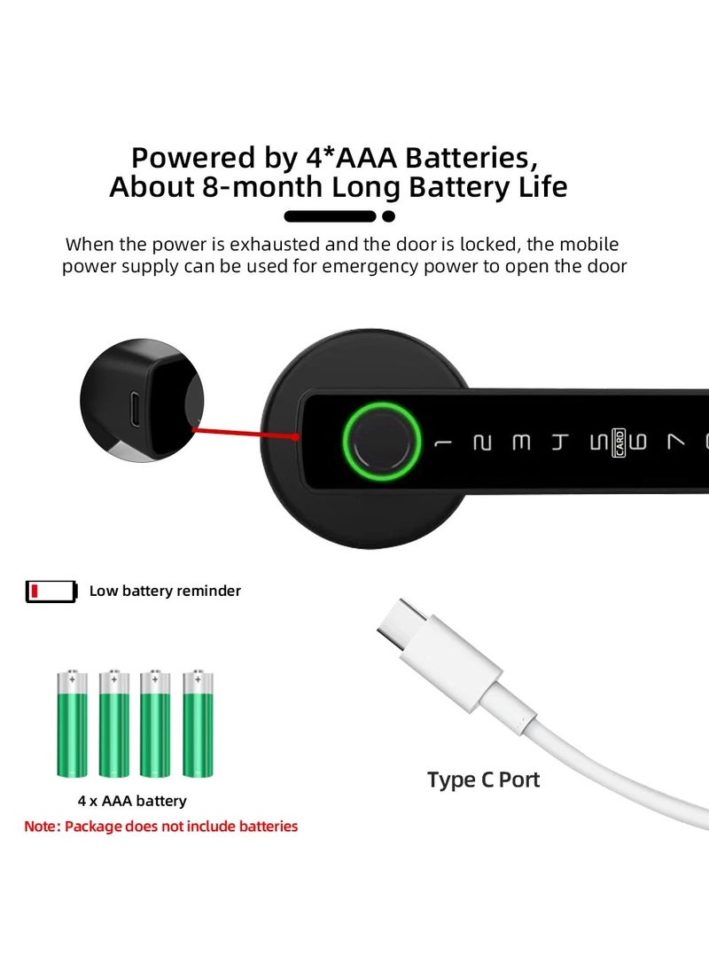 Smart Door Lock with Tuya APP Control and Multiple Unlock Methods - Compatible with Fingerprint, Password, Bluetooth, IC Card
