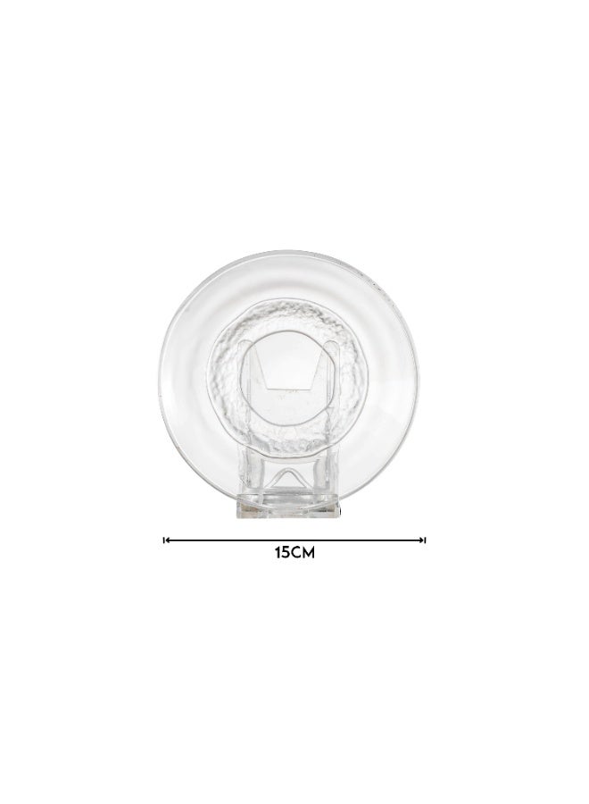 REFAN 6 Pieces A Set Of Glass Dessert Plates With A Metal Stand Plate Size 15 Cm Clear - Image 2