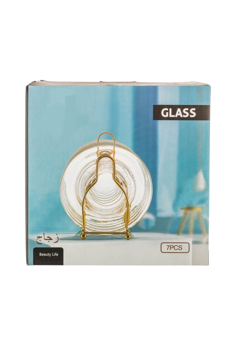 REFAN 6 Pieces A Set Of Glass Dessert Plates With A Metal Stand Plate Size 15 Cm Clear - Image 5