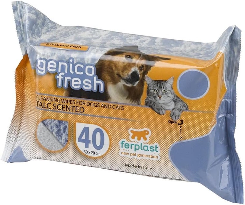 Genico Fresh Wet cleaning Wipes Count - 40, Flavor - Talc, Dimension - 20 x 30cm