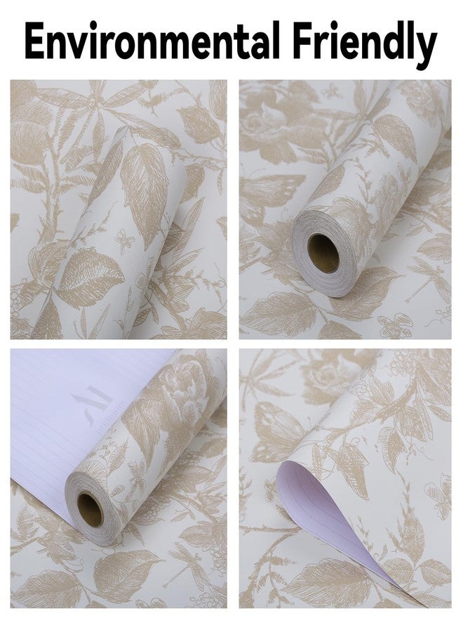 LOVADA Wallpaper Peel and Stick - 15.7x118inch Wallpapers Rose Flowes Wall Paper Champagne and White Vinyl Peel and tick Wallpaper Cabinet Contact Paper, Modern Wallpaper for Home Deco - Image 4