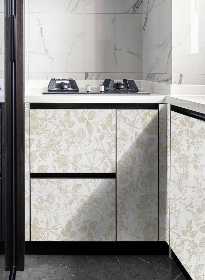 LOVADA Wallpaper Peel and Stick - 15.7x118inch Wallpapers Rose Flowes Wall Paper Champagne and White Vinyl Peel and tick Wallpaper Cabinet Contact Paper, Modern Wallpaper for Home Deco - Image 5