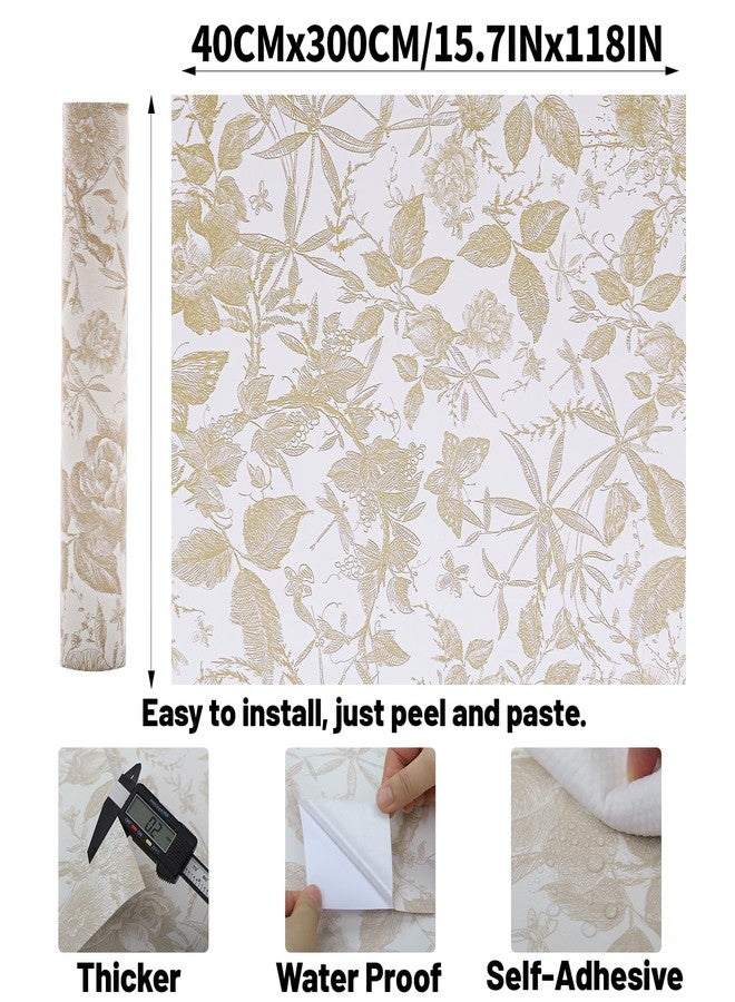 LOVADA Wallpaper Peel and Stick - 15.7x118inch Wallpapers Rose Flowes Wall Paper Champagne and White Vinyl Peel and tick Wallpaper Cabinet Contact Paper, Modern Wallpaper for Home Deco - Image 2