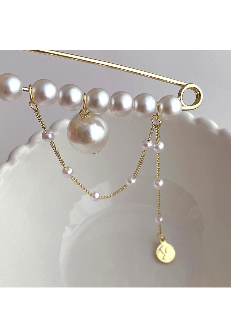 AROAQ Pearl Scarf Brooch Pin,  Anti Fall Sweater Cardigan Clip, Unique Design Safety Shawl Brooch Pins, Jewelry Pearls Brooches For Women - Image 4