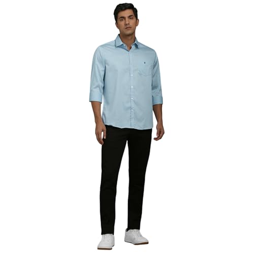 Louis Philippe Men Light Blue Slim Fit Print Full Sleeves Casual Shirt - Image 5