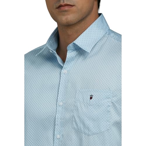 Louis Philippe Men Light Blue Slim Fit Print Full Sleeves Casual Shirt - Image 4