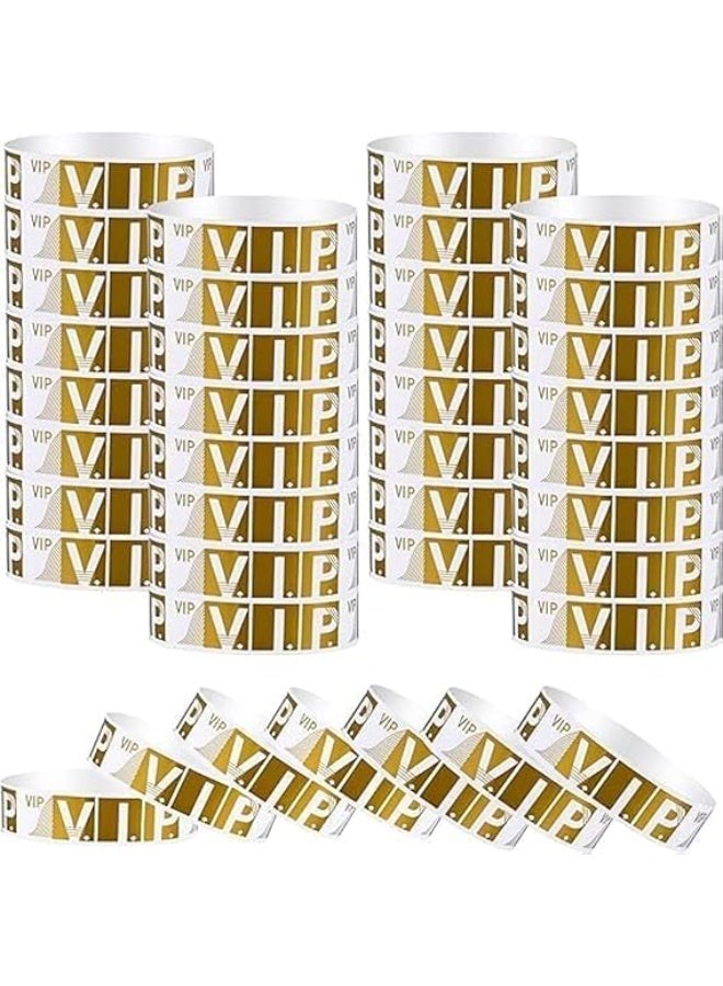 HZYH Premium Holographic Gold VIP Plastic Secure Snap Wristbands - 300 Count - Adjustable Size Event Bracelets, Waterproof, Durable, Tearproof - Image 1