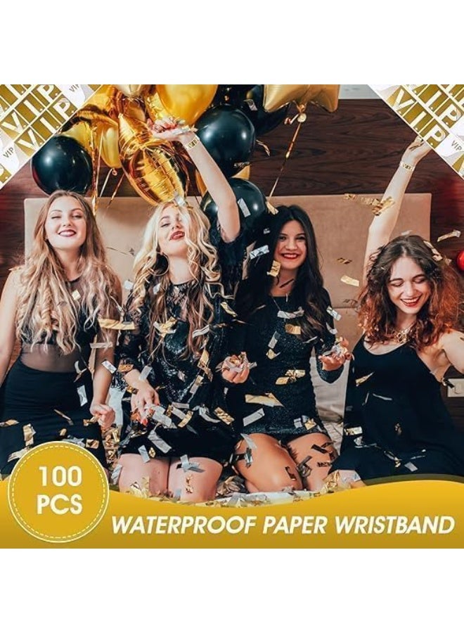 HZYH Premium Holographic Gold VIP Plastic Secure Snap Wristbands - 300 Count - Adjustable Size Event Bracelets, Waterproof, Durable, Tearproof - Image 3