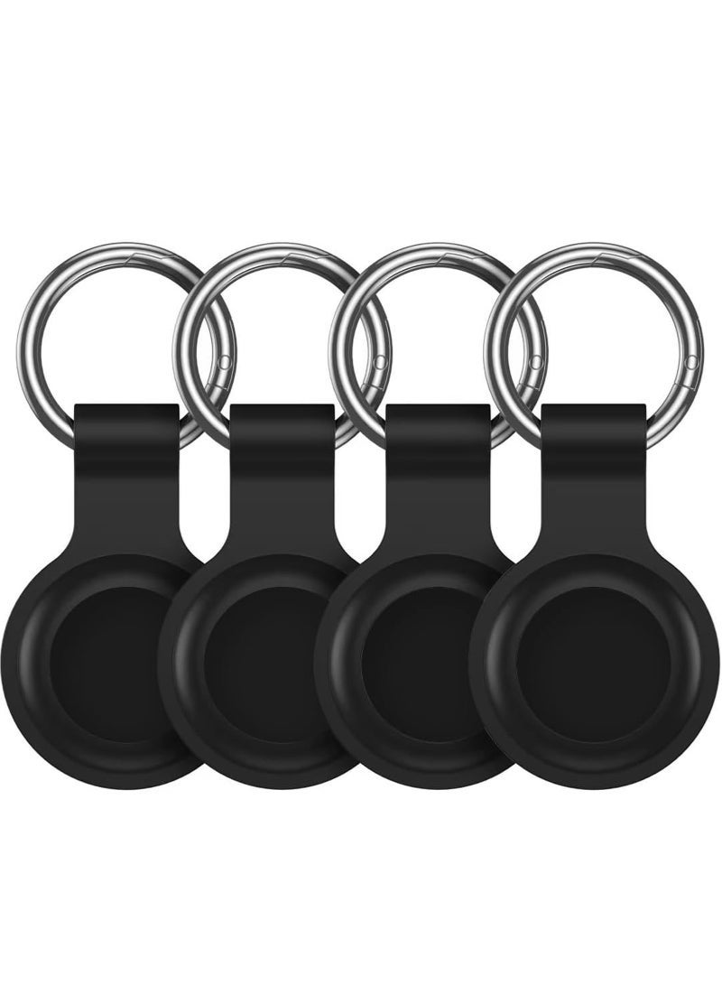 Western Mountains Compatible with AirTag Holder Case Keychain 4 Pack(Black), Silicone Key Chain Ring for Pet/Child Cases Cover Tags for GPS Tracker Item Tag Finders Accessories for Kids,Bags,Luggages - Image 3
