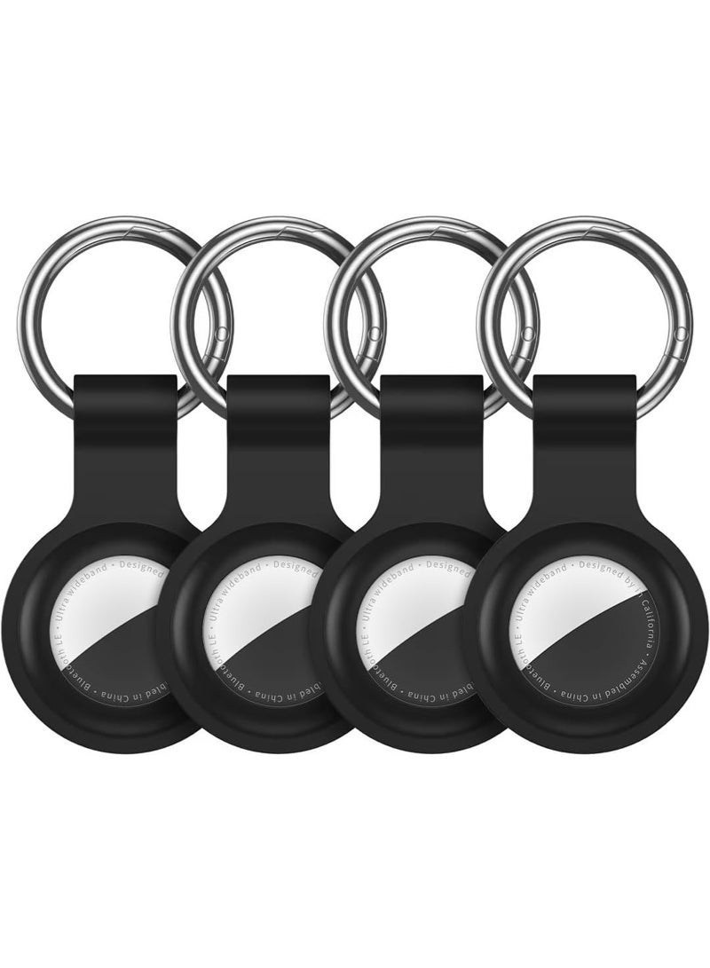 Western Mountains Compatible with AirTag Holder Case Keychain 4 Pack(Black), Silicone Key Chain Ring for Pet/Child Cases Cover Tags for GPS Tracker Item Tag Finders Accessories for Kids,Bags,Luggages - Image 1