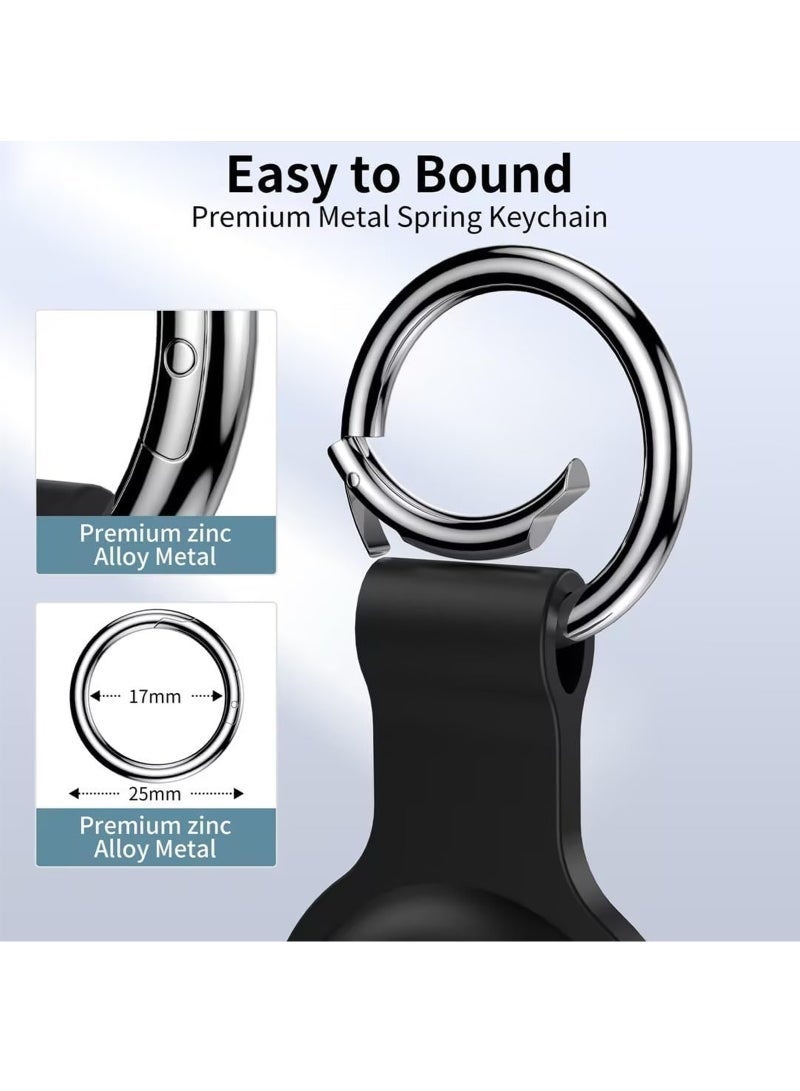 Western Mountains Compatible with AirTag Holder Case Keychain 4 Pack(Black), Silicone Key Chain Ring for Pet/Child Cases Cover Tags for GPS Tracker Item Tag Finders Accessories for Kids,Bags,Luggages - Image 4