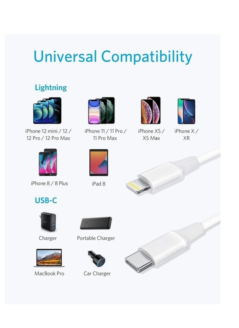 Raxoom 20W Fast Charging Compaible For iphone 12 mini/12/12 Pro/13/13 pro/13 promax/13mini,Type C to Lightning Cable[MFi Certified] USB C to Apple PD Cable Fast Charger, iPad, Macbook (White 1M) - Image 2