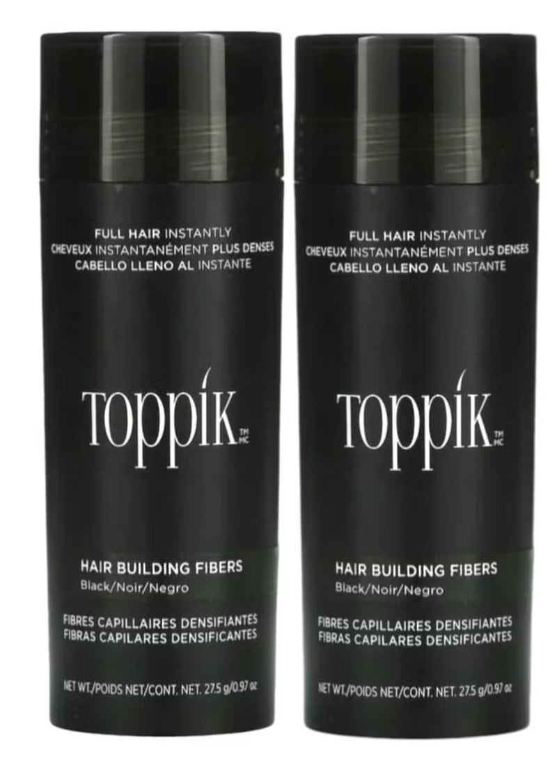 توبيك عبوتان من ألياف تكثيف الشعر – بودرة فورية لتكثيف الشعر الخفيف – اللون: أسود - Image 1