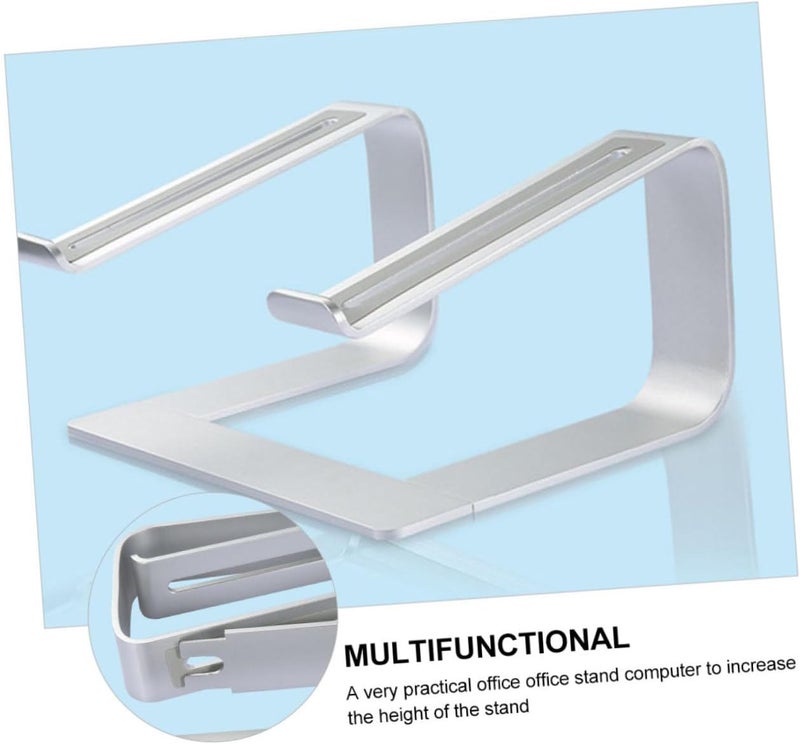 Mikinona Aluminum Alloy Laptop Stand with Ventilated Heightening Rack and Detachable Anti-Slip Tablet Bracket for Office and Home Use, Silver - Image 3