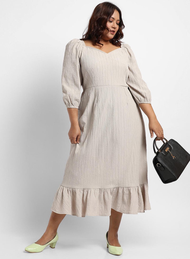 Instafab Plus Women's Greige Ruffle Hem Dress - Image 4