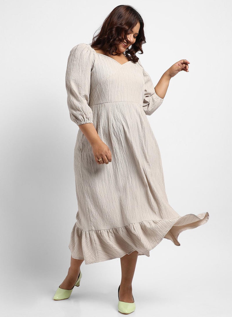 Instafab Plus Women's Greige Ruffle Hem Dress - Image 1