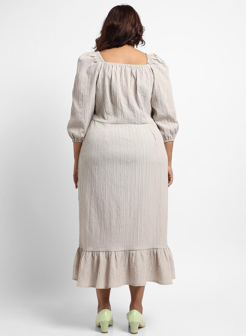 Instafab Plus Women's Greige Ruffle Hem Dress - Image 3