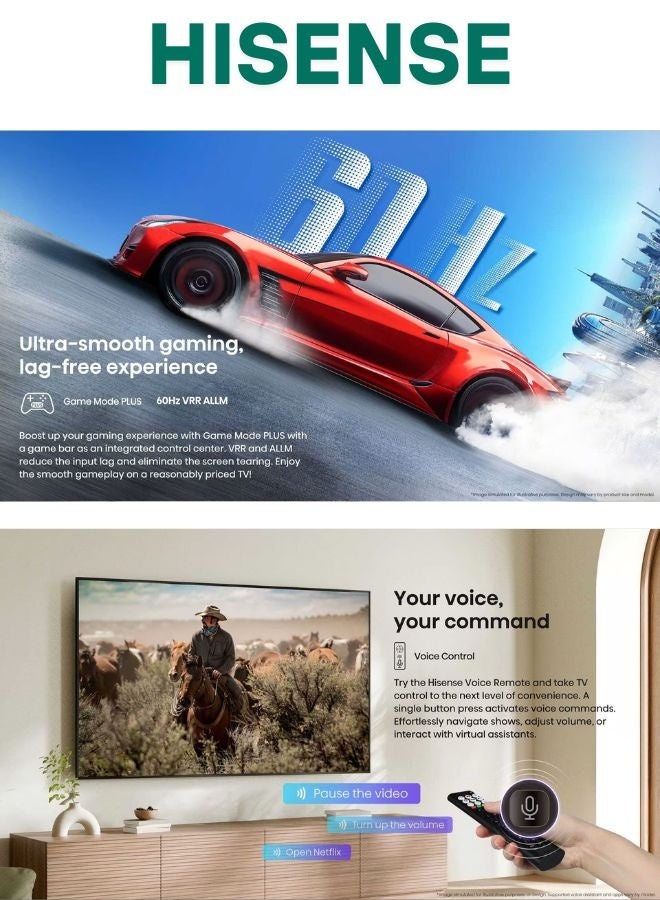 Hisense 55-Inch 4K UHD Smart TV – Immersive Entertainment with Dolby Vision, Dolby Audio & Game Mode Plus | VIDAA OS, Wi-Fi, Bluetooth, Netflix & YouTube (55A61Q - 2025 Model) 55A61Q Black - Image 5