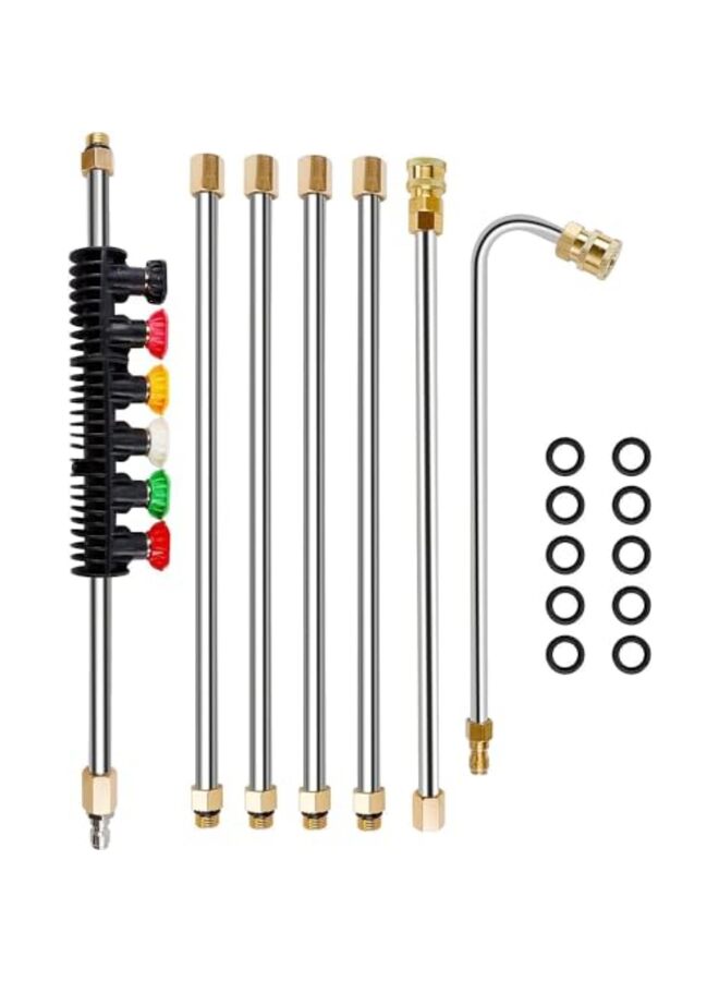 مجموعة عصا تمديد غسالة الضغط مكونة من 7 قطع، رمح بديل بطول 8 أقدام مع 5 رؤوس فوهة، ضغط 4000 رطل لكل بوصة مربعة - Image 1