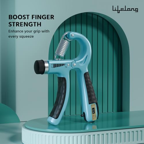 Lifelong Adjustable Hand Grip Strengthener|Hand Gripper with Counter for Men & Women for Gym Workout|Hand Exercise Equipment to Use in Home for Forearm Exercise (5-60kg) - Green & Black, LLFAHGC01 - Image 2