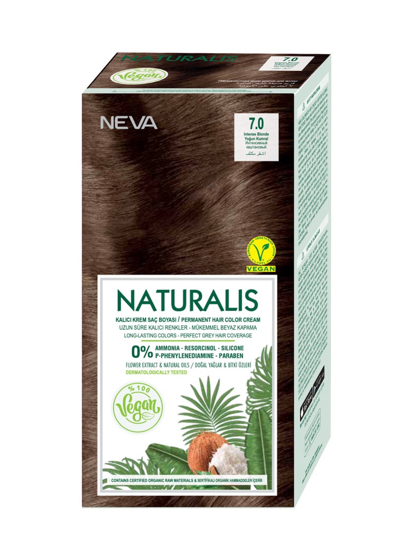 NEVA Naturalis Permanent Hair Color, Vegan,100% Gray Coverage, Organic, No Harmful Chemicals, Ammonia Free, Long-Lasting - INTENSE BLONDE - 7.0 - Image 1