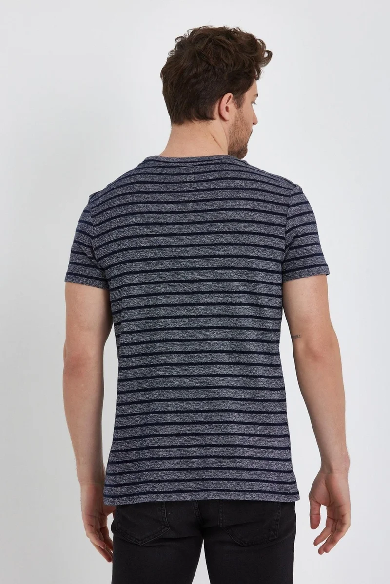 الكسندر جاردي Striped Crew Neck T-Shirt (138281)