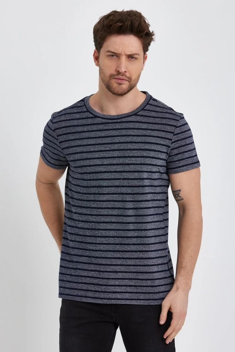 الكسندر جاردي Striped Crew Neck T-Shirt (138281)