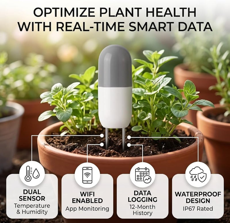 TOPINCN Smart Soil Sensor with Wireless, Temp Humidity - Image 5