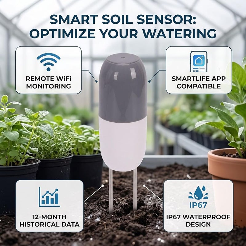TOPINCN Smart Soil Sensor with Wireless, Temp Humidity - Image 4