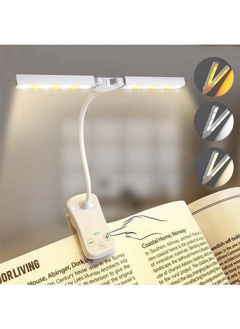 Book Light,14 LED Touch Control Reading Light with 3 Colors&8 Brightness,Rechargeable Book Light for Reading in Bed,Portable Reading Lights for Books in Bed, Clip on Light, Small Reading Lamp,Black
