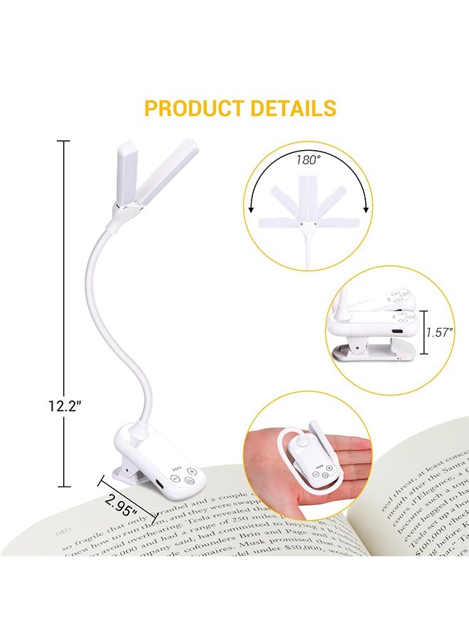 ACTION - Book Light,14 LED Touch Control Reading Light with 3 Colors&8 Brightness,Rechargeable Book Light for Reading in Bed,Portable Reading Lights for Books in Bed, Clip on Light, Small Reading Lamp,Black - Image 1