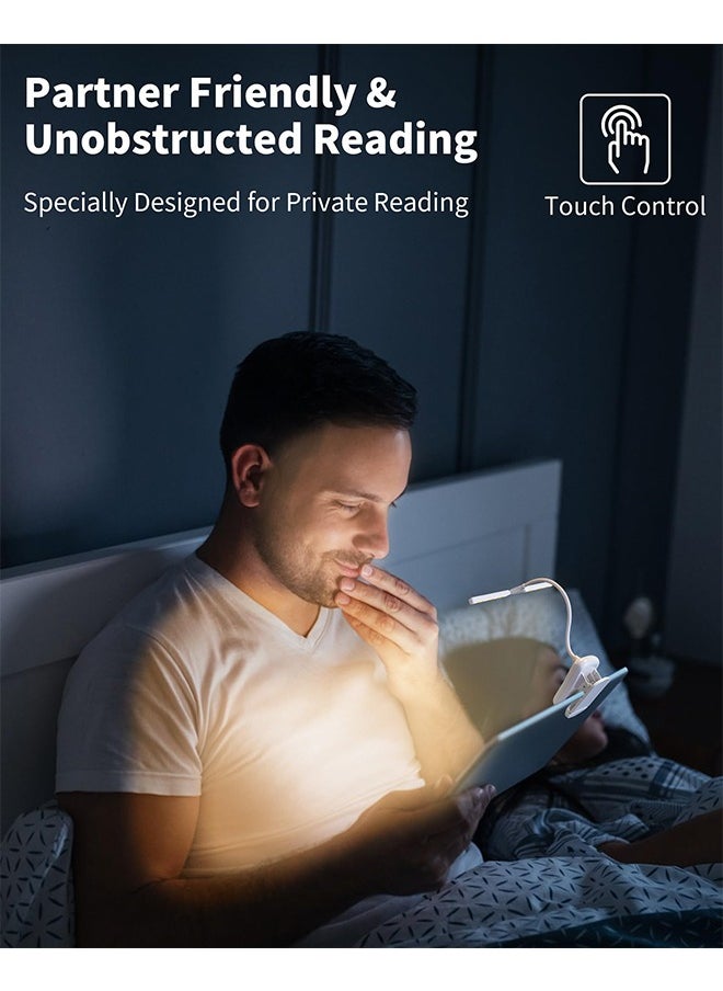 ACTION - Book Light,14 LED Touch Control Reading Light with 3 Colors&8 Brightness,Rechargeable Book Light for Reading in Bed,Portable Reading Lights for Books in Bed, Clip on Light, Small Reading Lamp,Black - Image 1