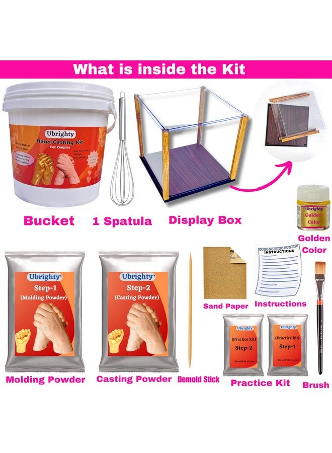 Ubrighty Hand Casting Kit - for Couples, Baby, Husband, Parents, Spacial Anniversary, Birthday Gift, 3D Moulding Powder for Hand, Foot, Molding (Couple KIT with Display Box) - Image 2