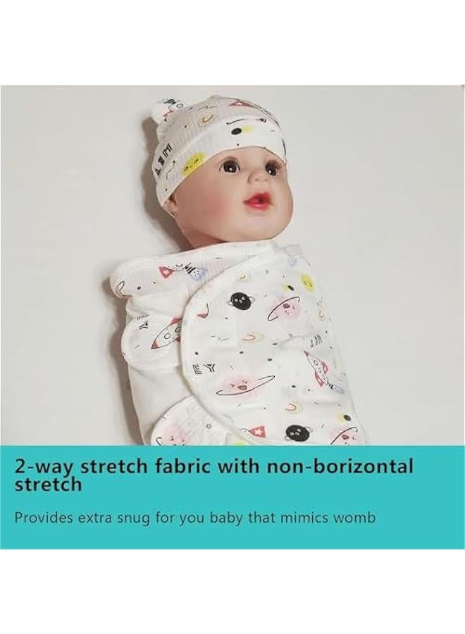 جونيس طقم قماط نوم للأطفال من مابروتي مع قبعة للأطفال من عمر 0-3 اشهر، عبوة من 3 قطع من القطن الناعم لحديثي الولادة قابلة للارتداء للبنات والأولاد (مجموعة زهور بلون بينك) - Image 5