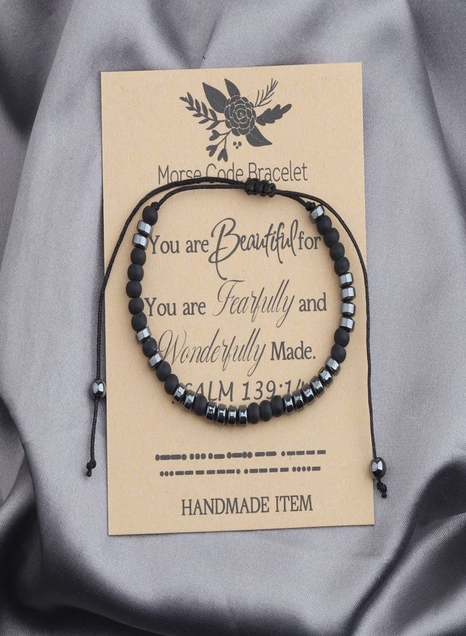 FEELMEM Psalm 139:14 Morse Code Bracelet Religious Jewelry Christening Gift Inspirational Gift Bible Verse Bracelet (Psalm 139:14 Morse Code) - Image 5