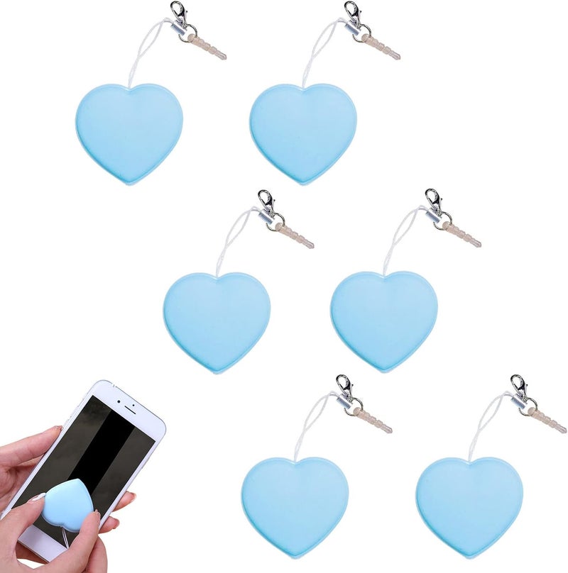 comfrt Heart-Shaped Macaron Screen Glass Cleaner - 1/2/4/6PC Mobile Phone Screen Wipes Lens Cleaner - Creative Screen Glass Cleaning Wipe Brush - Portable Keychain Key Pendant Gift (Blue-6PC) - Image 1