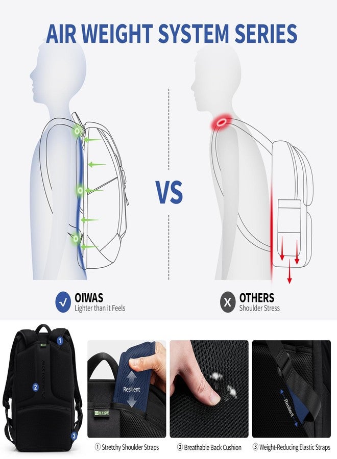 OIWAS 4977 backpack for men and women, A, Black, Medium, A, Black - Image 3