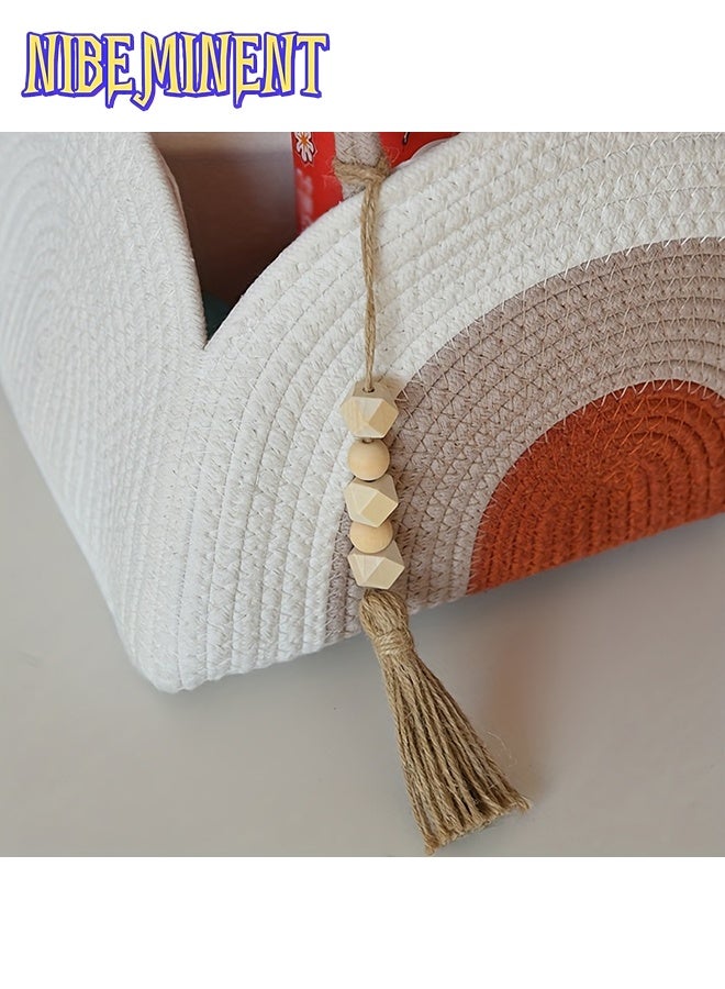 NIBEMINENT Layered Storage Bag, Simple Multifunctional Rope Organizer Basket Woven Portable Diaper Caddy for Working Moms - Image 4