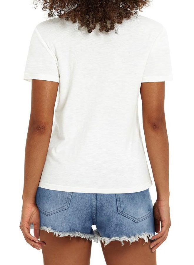 Stelle Women T Shirts Crew Neck Short Sleeve Shirts Soft Summer Classic Fit Tees, Off-white, XL - Image 4
