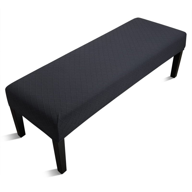 Fuloon Stretch Jacquard Dining Bench Cover  AntiDust Removable Bench Slipcover Washable Seat Cushion Protector for Bedroom Kitchen Hotel Banquet Black