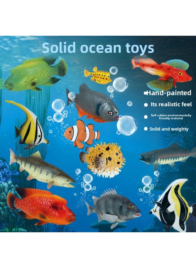 Loquat Simulation Marine Animal Piranha Fish Model Crucian Carp Shark Toy Puffer Carp Salmon Children's Cognitive Gift-Color:Yellow Big Eel - Image 4